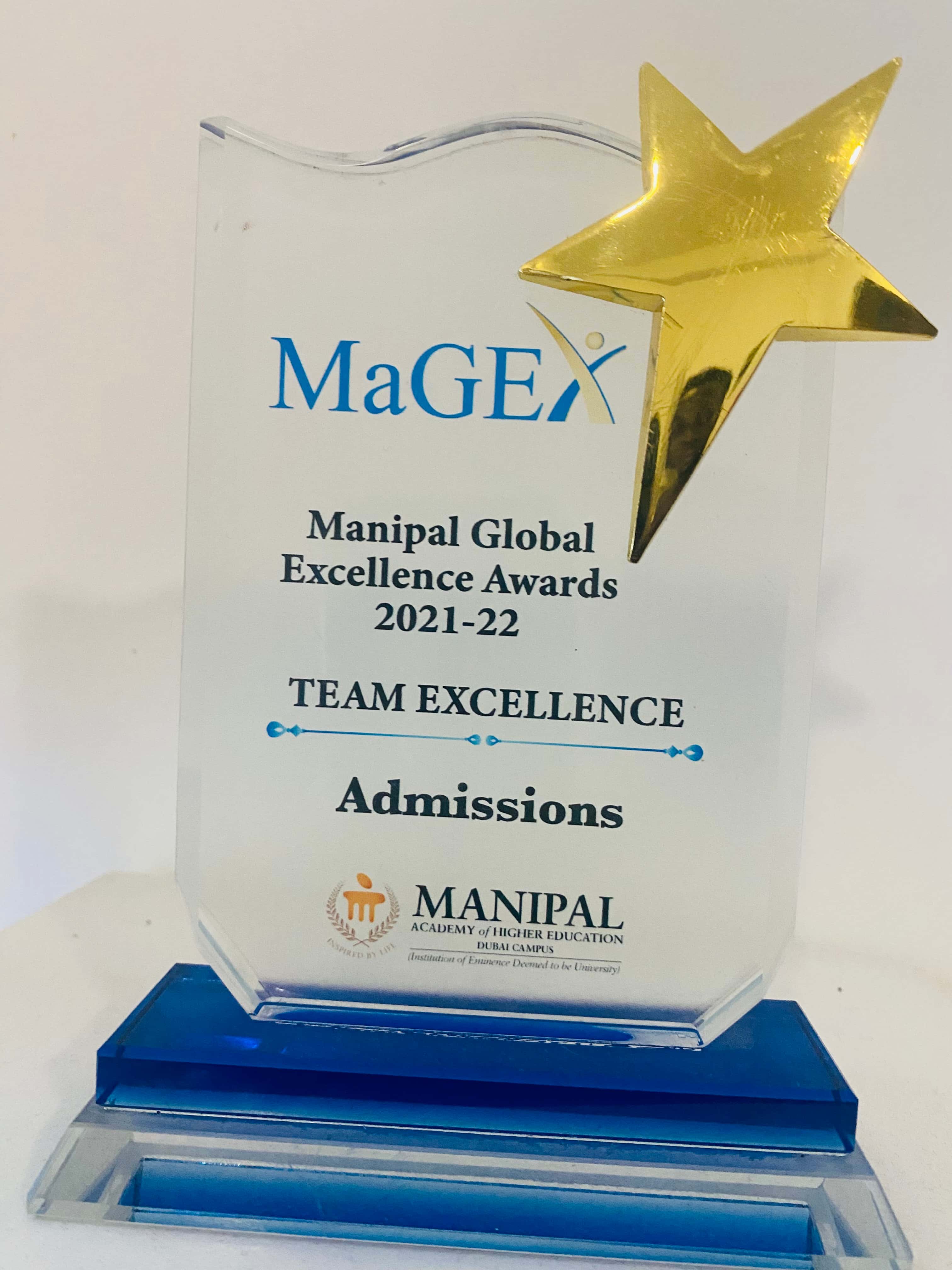 MaGEX Team Excellence Award Trophy
